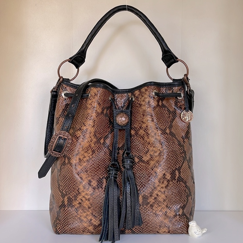 Double J Saddlery Copperhead Snake Print Drawstring Pouch Purse